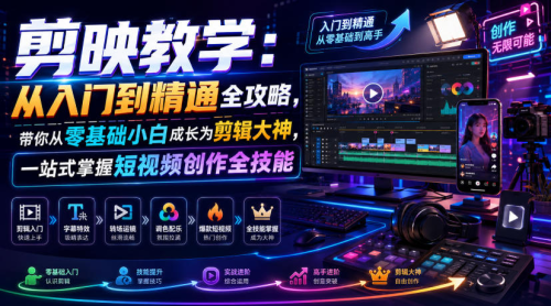 剪映教学：从入门到精通全攻略，带你从零基础小白成长为剪辑大神，一站式掌握短视频创作全技能_拾壹资源网