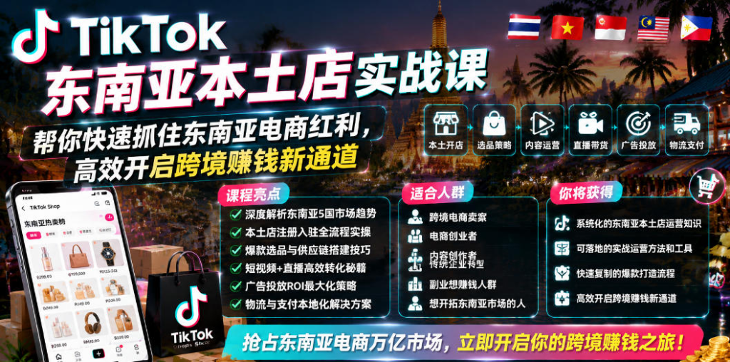 图片[1]_TikTok东南亚本土店实战课，帮你快速抓住东南亚电商红利，高效开启跨境賺钱新通道