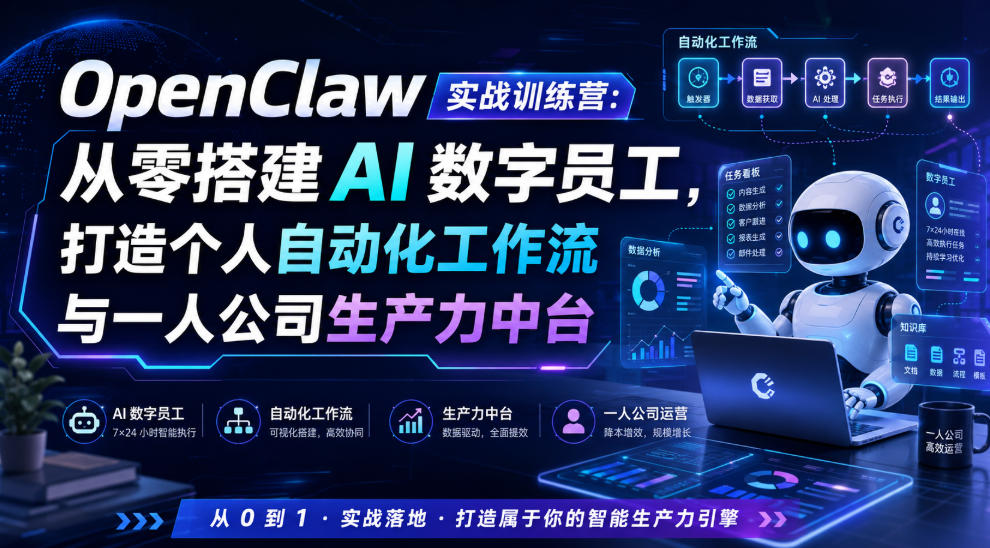 图片[1]_OpenClaw实战训练营：从零搭建AI数字员工，打造个人自动化工作流与一人公司生产力中台