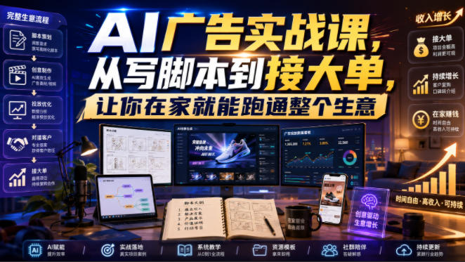 图片[1]_AI广告实战课，从写脚本到接大单，让你在家就能跑通整个生意【原创双语字幕】