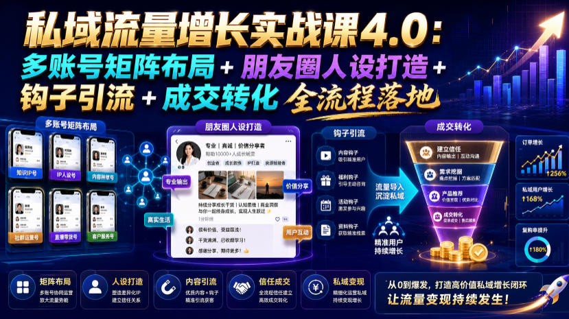 图片[1]_私域流量增长实战课4.0：多账号矩阵布局+朋友圈人设打造+钩子引流+成交转化全流程落地