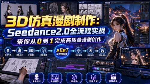 3D仿真漫剧制作：Seedance2.0全流程实战，带你从0到1完成高质量漫剧创作_拾壹资源网