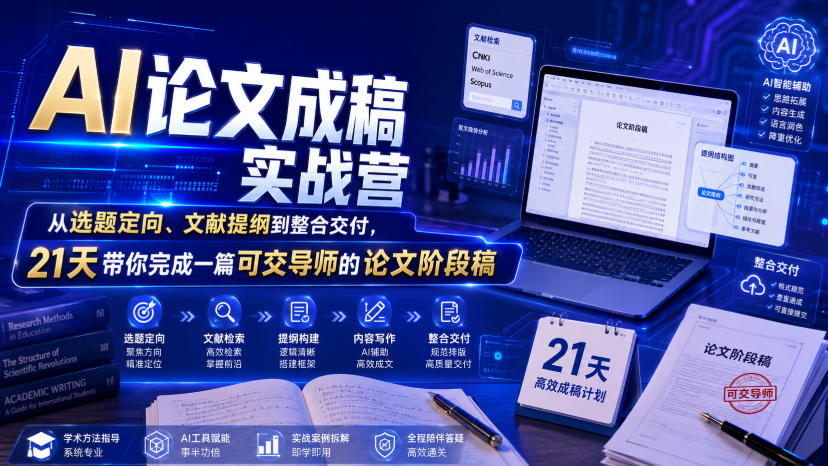 图片[1]_AI论文成稿实战营，从选题定向、文献提纲到整合交付，21天带你完成一篇可交导师的论文阶段稿