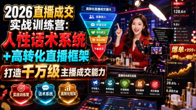 图片[1]_2026直播成交实战训练营：人性话术系统+高转化直播框架，打造千万级主播成交能力