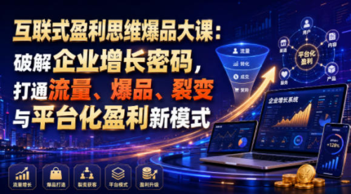 互联式盈利思维爆品大课：破解企业增长密码，打通流量、爆品、裂变与平台化盈利新模式_拾壹资源网