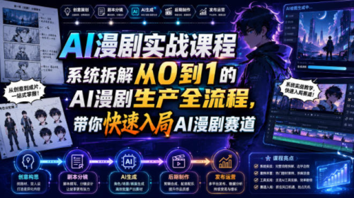 AI漫剧实战课程，系统拆解从0到1的AI漫剧生产全流程，带你快速入局AI漫剧赛道_拾壹资源网