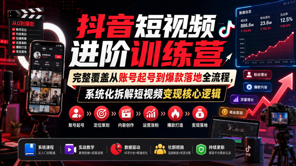 图片[1]_抖音短视频进阶训练营，完整覆盖从账号起号到爆款落地全流程，系统化拆解短视频变现核心逻辑