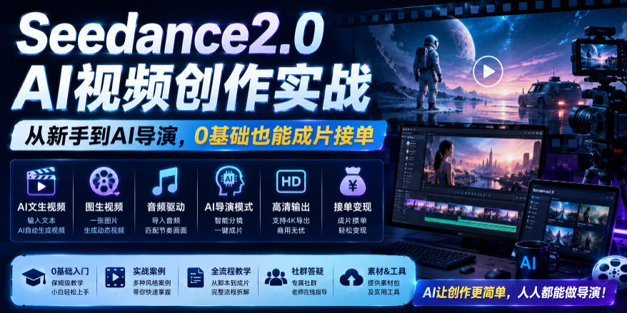 图片[1]_Seedance2.0 AI视频创作实战，从新手到AI导演，0基础也能成片接单变现