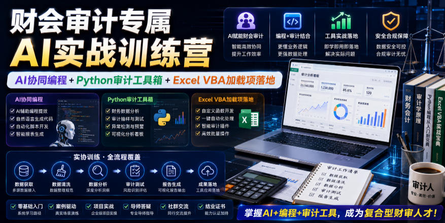 图片[1]_财会审计专属AI实战训练营｜AI协同编程+Python审计工具箱+Excel VBA加载项落地