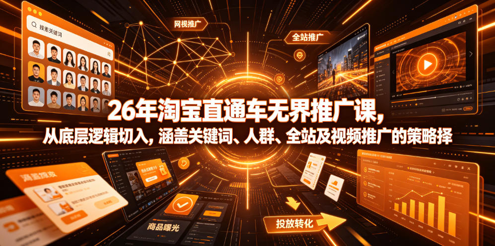 图片[1]_26年淘宝直通车无界推广课，从底层逻辑切入，涵盖关键词、人群、全站及视频推广的策略选择