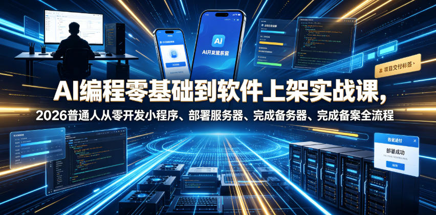 图片[1]_AI编程零基础到软件上架实战课，2026普通人从零开发小程序、部署服务器、完成备案全流程项目落地教程