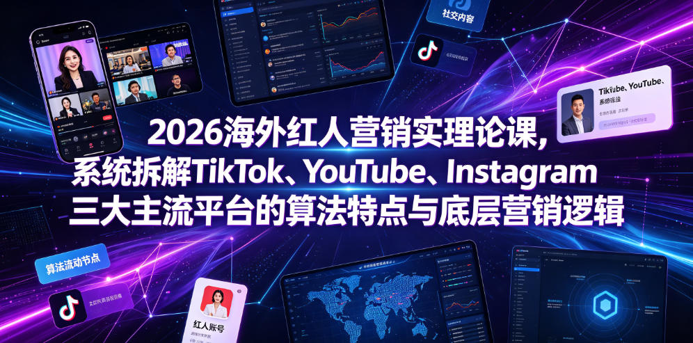 图片[1]_2026海外红人营销实理论课，系统拆解TikTok、YouTube、Instagram三大主流平台的算法特点与底层营销逻辑