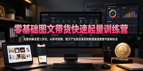 零基础图文带货快速起量训练营，完整拆解运营三步法，从账号搭建、图文产出到豆荚投放数据复盘整套可复制玩法_拾壹资源网