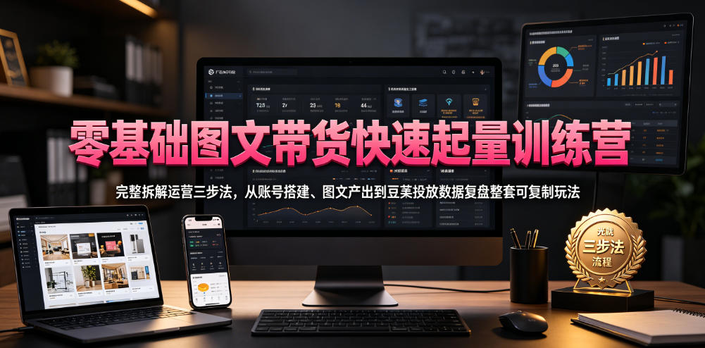 图片[1]_零基础图文带货快速起量训练营，完整拆解运营三步法，从账号搭建、图文产出到豆荚投放数据复盘整套可复制玩法