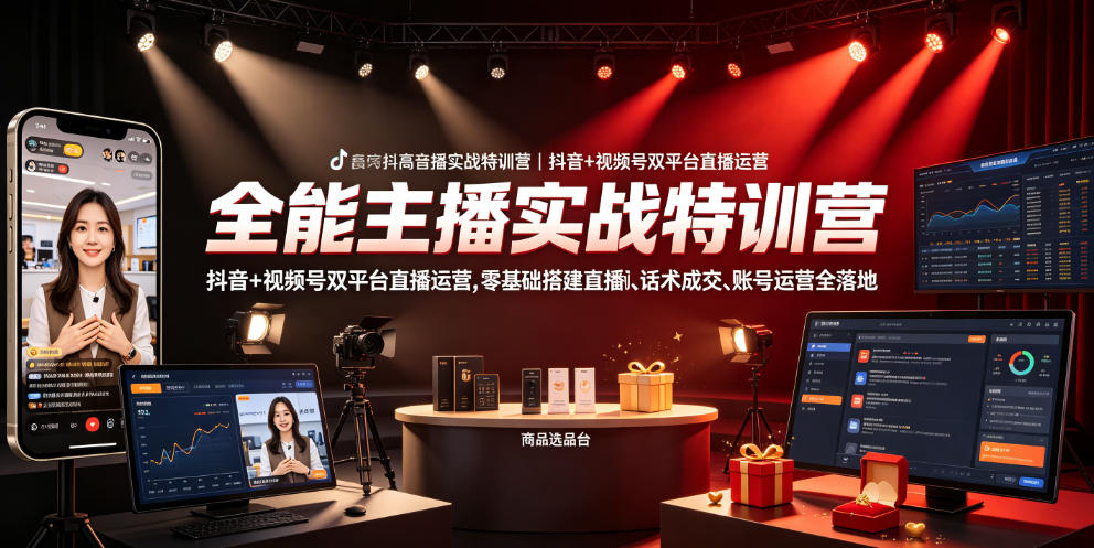 图片[1]_全能主播实战特训营｜抖音+视频号双平台直播运营，零基础搭建直播间、精准选品、话术成交、账号运营全落地