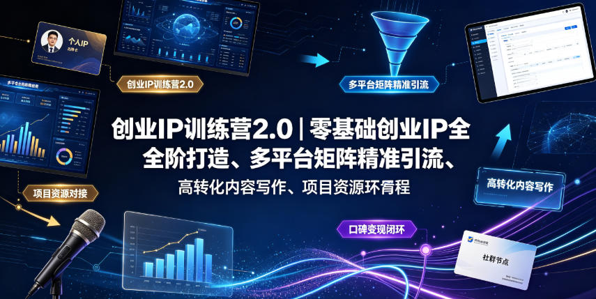 图片[1]_创业IP训练营2.0｜零基础创业IP全阶打造、多平台矩阵精准引流、高转化内容写作、项目资源对接与口碑变现闭环课程