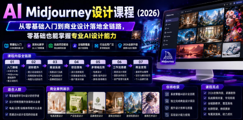 AI Midjourney设计课程(2026),从零基础入门到商业设计落地全链路,零基础也能掌握专业AI设计能力_拾壹资源网