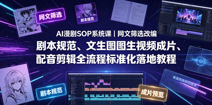 图片[1]_AI漫剧SOP系统课｜网文筛选改编、剧本规范、文生图图生视频成片、配音剪辑全流程标准化落地教程