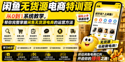 闲鱼无货源电商特训营，从0到1系统教学，帮你完整掌握闲鱼无货源电商的运营方法_拾壹资源网