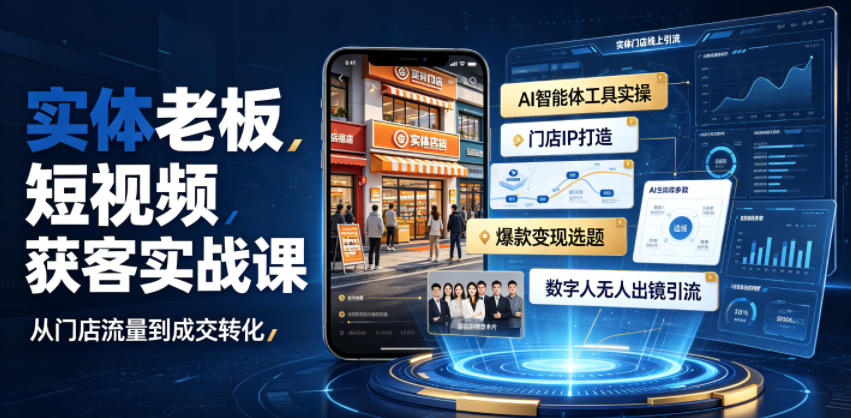 图片[1]_实体老板短视频获客实战课｜AI智能体工具全套实操、门店IP打造、爆款变现选题、数字人无人出镜引流完整教程