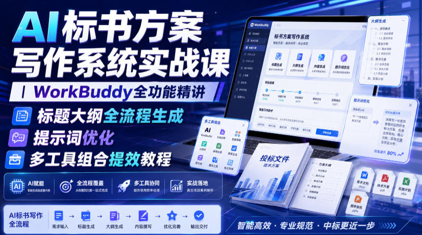 图片[1]_AI标书方案写作系统实战课｜WorkBuddy全功能精讲?标题大纲全流程生成?提示词优化?多工具组合提效教程