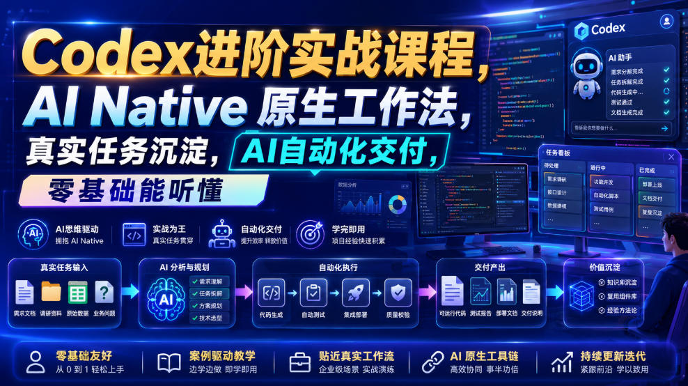 图片[1]_Codex进阶实战课｜AI Native原生工作法，22节真实任务落地，从配置到AI自动化交付全链路教程