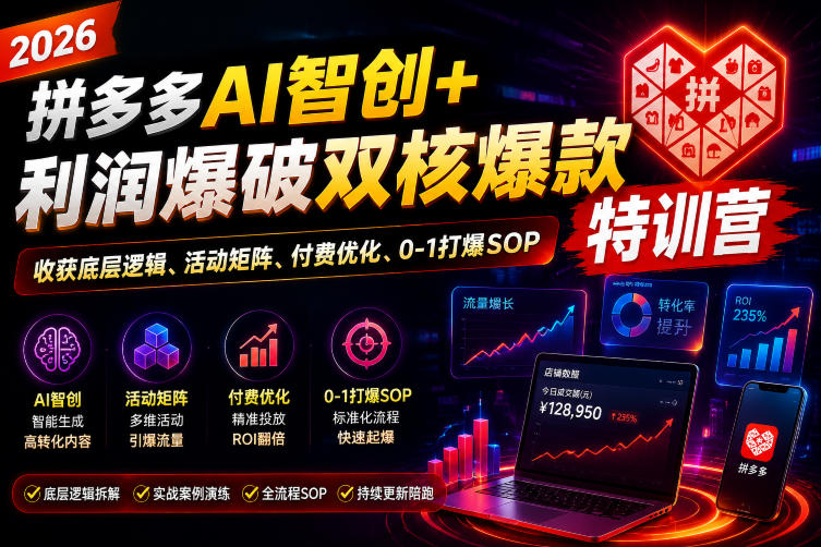 图片[1]_2026拼多多AI智创+利润爆破双核爆款特训营，收获底层逻辑、活动矩阵、付费优化、0-1打爆SOP（更新）