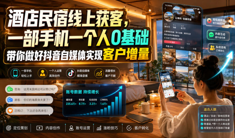 图片[1]_酒店民宿线上获客，一部手机一个人0基础带你做好抖音自媒体实现客户增量