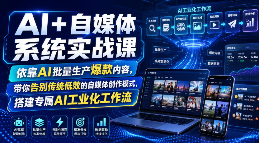 图片[1]_AI+自媒体系统实战课，依靠AI批量生产爆款内容，带你告别传统低效的自媒体创作模式，搭建专属AI工业化工作流