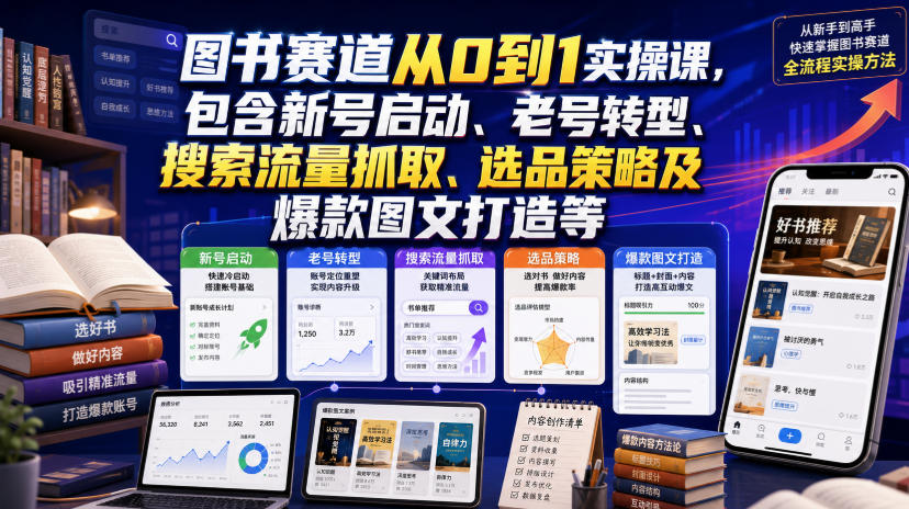 图片[1]_图书赛道从0到1实操课，包含新号启动、老号转型、搜索流量抓取、选品策略及爆款图文打造等