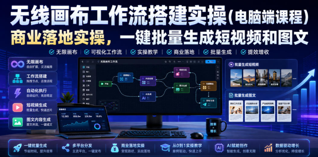 图片[1]_无线画布工作流搭建实操（电脑端课程），商业落地实操，一键批量生成短视频和图文