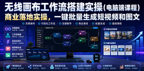 无线画布工作流搭建实操（电脑端课程），商业落地实操，一键批量生成短视频和图文_拾壹资源网
