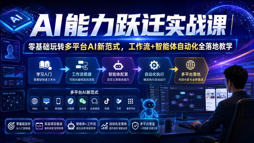 图片[1]_AI能力跃迁实战课｜零基础玩转多平台AI新范式，工作流+智能体自动化全落地教学