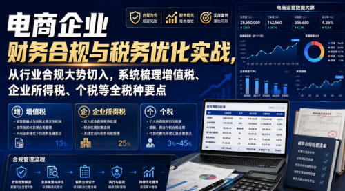 电商企业财务合规与税务优化实战，从行业合规大势切入，系统梳理增值税、企业所得税、个税等全税种要点_拾壹资源网