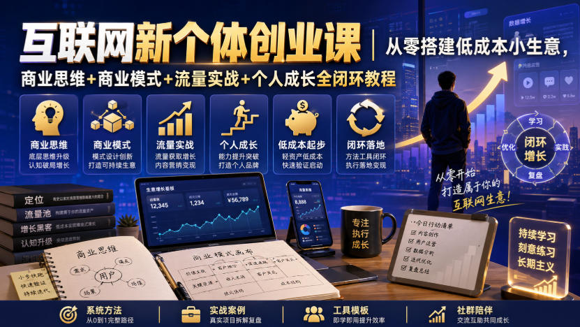 图片[1]_互联网新个体创业课｜从零搭建低成本小生意，商业思维+商业模式+流量实战+个人成长全闭环教程