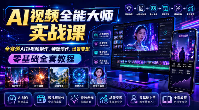 图片[1]_AI视频全能大师实战课｜全赛道AI短视频制作、特效创作、场景变现零基础全套教程
