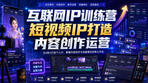 互联网IP训练营，短视频IP打造，内容创作运营_拾壹资源网