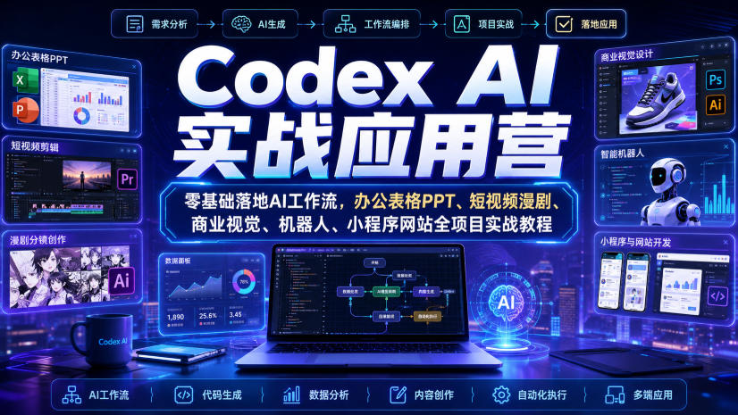图片[1]_Codex AI实战应用营｜零基础落地AI工作流，办公表格PPT、短视频漫剧、商业视觉、机器人、小程序网站全项目实战教程