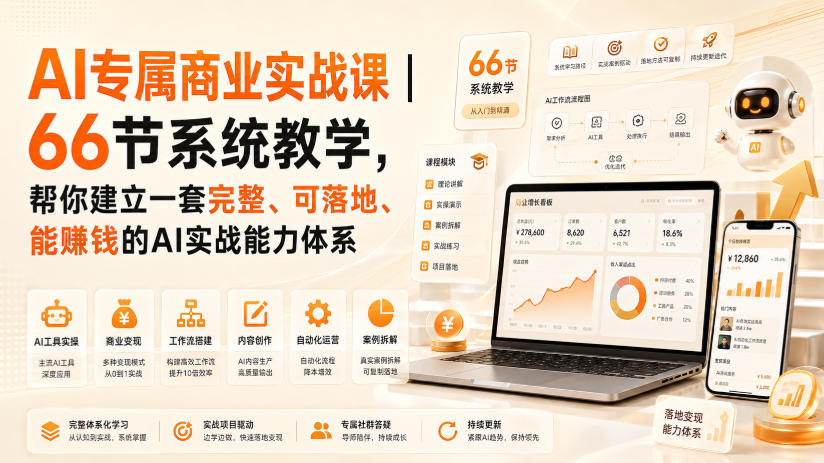 图片[1]_AI专属商业实战课｜66节系统教学，帮你建立一套完整、可落地、能賺钱的AI实战能力体系