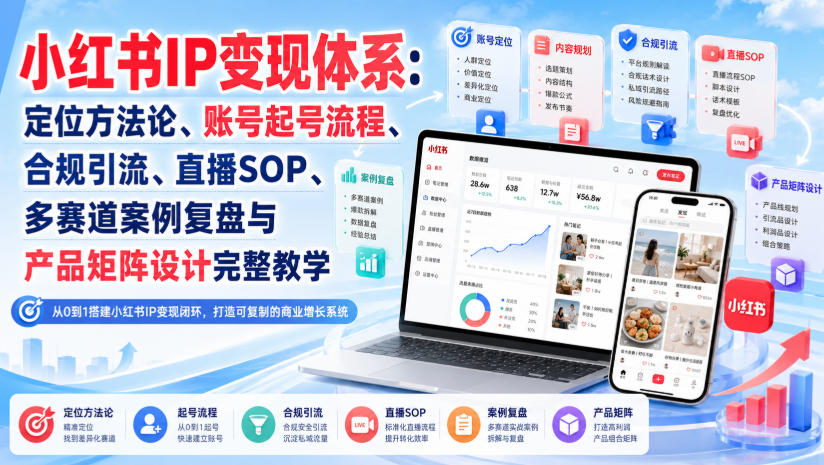 图片[1]_小红书IP变现体系：定位方法论、账号起号流程、合规引流、直播SOP、多赛道案例复盘与产品矩阵设计完整教学