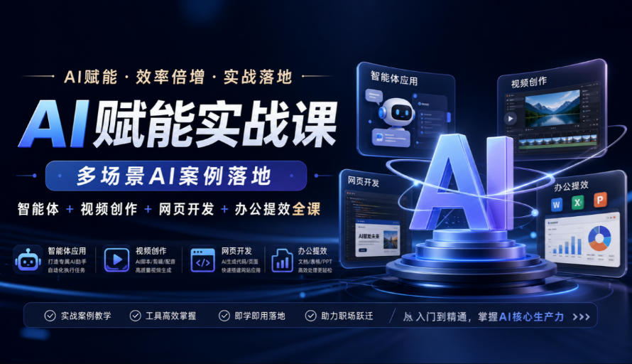图片[1]_AI赋能实战课，多场景AI案例落地，智能体+视频创作+网页开发+办公提效全课