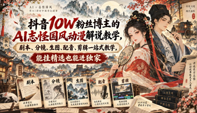 图片[1]_抖音10W粉丝博主满堂诡事的AI志怪国风动漫解说教学，剧本、分镜、生图、配音、剪辑一站式教学，能挂精选也能进独家