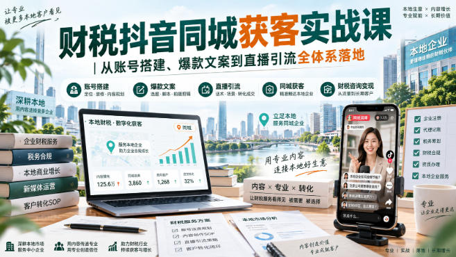 图片[1]_财税抖音同城获客实战课｜从账号搭建、爆款文案到直播引流全体系落地