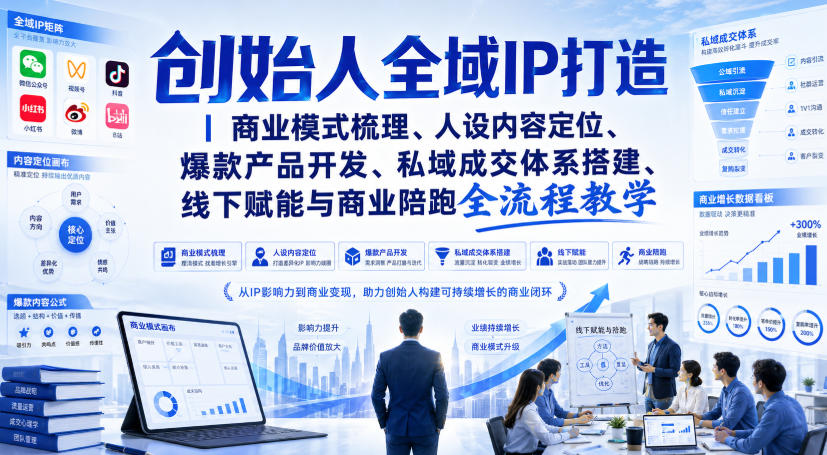 图片[1]_创始人全域IP打造｜商业模式梳理、人设内容定位、爆款产品开发、私域成交体系搭建、线下赋能与商业陪跑全流程教学