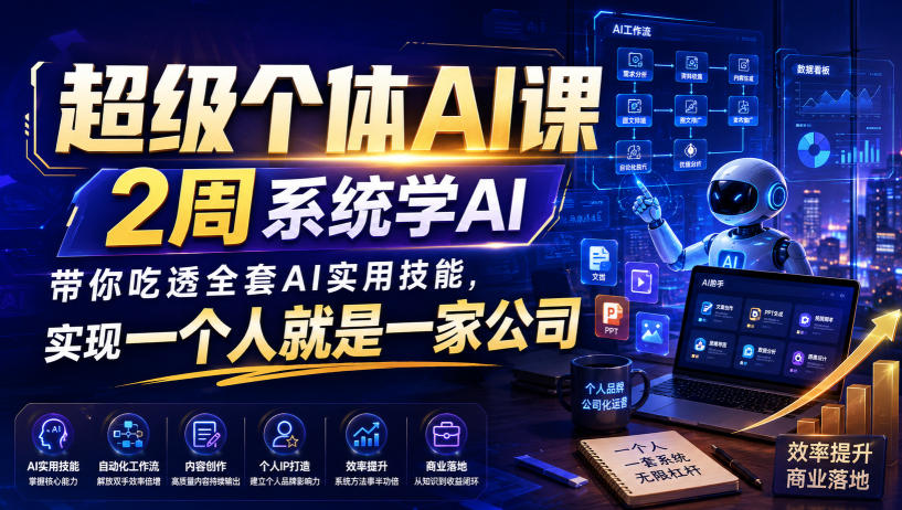 图片[1]_超级个体AI课，2周系统学AI，带你吃透全套AI实用技能，实现一个人就是一家公司（更新0823）