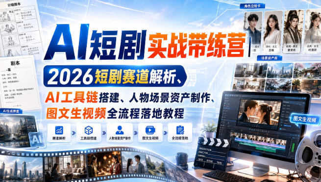 图片[1]_AI短剧实战带练营｜2026短剧赛道解析、AI工具链搭建、人物场景资产制作、图文生视频全流程落地教程