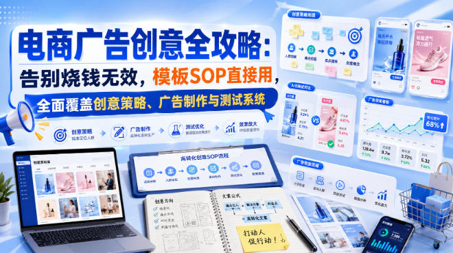 图片[1]_电商广告创意全攻略：告别烧钱无效，模板SOP直接用，全面覆盖创意策略、广告制作与测试系统【原创双语字幕】