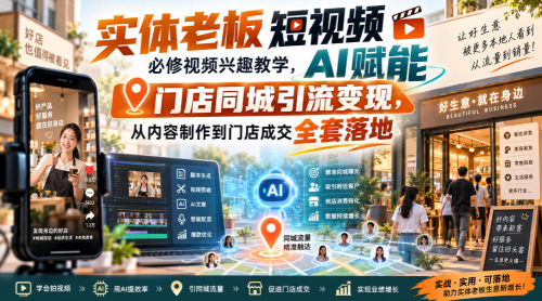 实体老板短视频必修视频兴趣教学，AI赋能门店同城引流变现，AI+短视频+直播打爆实体客流量_拾壹资源网