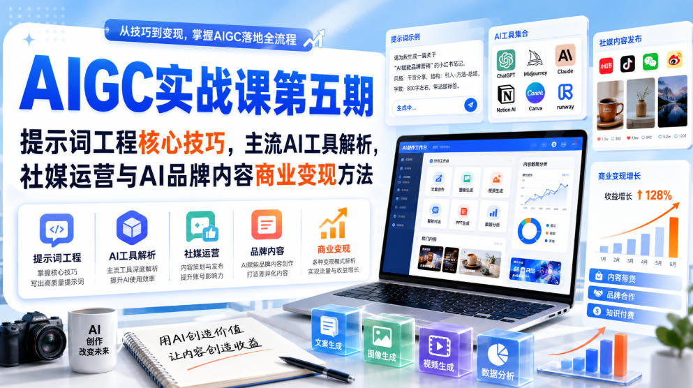 图片[1]_刺猬星球·AIGC实战课第五期，提示词工程核心技巧，主流AI工具解析，社媒运营与AI品牌内容商业变现方法