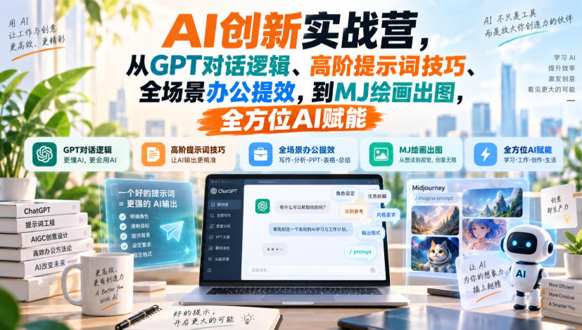 图片[1]_AI创新实战营，从GPT对话逻辑、高阶提示词技巧、全场景办公提效，到MJ绘画出图，全方位AI赋能